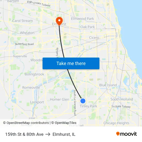159th St & 80th Ave to Elmhurst, IL map