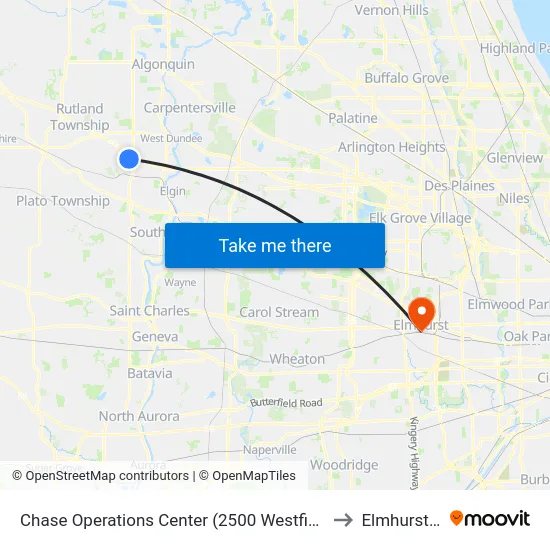 Chase Operations Center (2500 Westfield Dr) to Elmhurst, IL map
