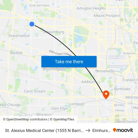 St. Alexius Medical Center (1555 N Barrington Rd) to Elmhurst, IL map