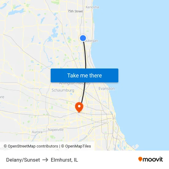 Delany/Sunset to Elmhurst, IL map
