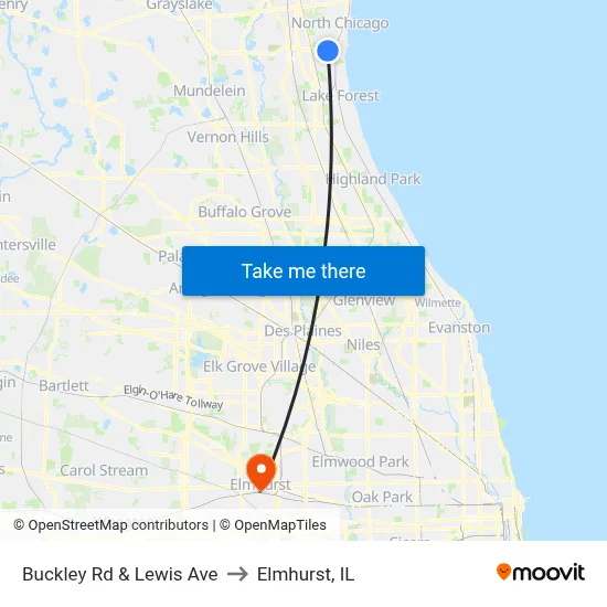 Buckley Rd & Lewis Ave to Elmhurst, IL map