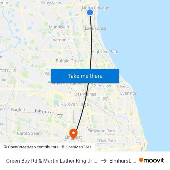 Green Bay Rd & Martin Luther King Jr Dr to Elmhurst, IL map