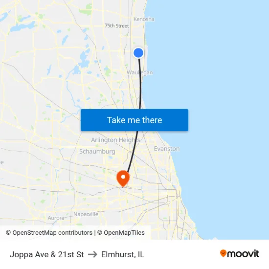 Joppa Ave & 21st St to Elmhurst, IL map