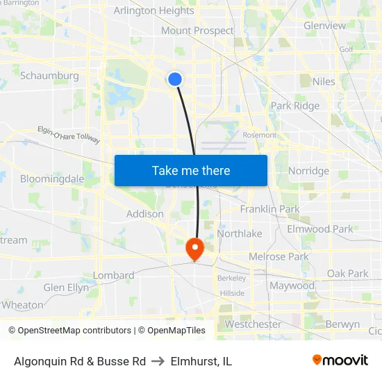 Algonquin Rd & Busse Rd to Elmhurst, IL map