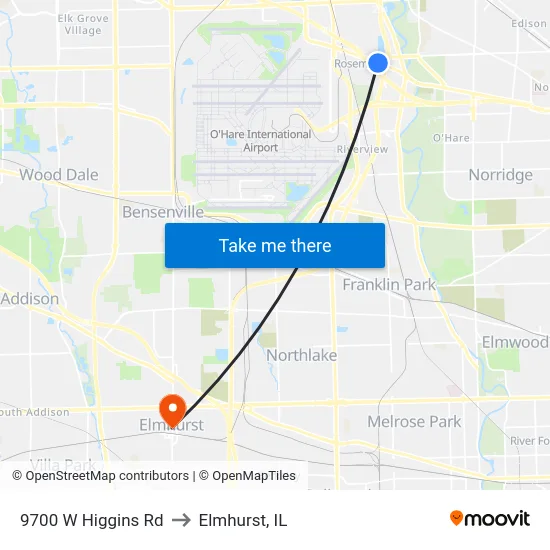 9700 W Higgins Rd to Elmhurst, IL map