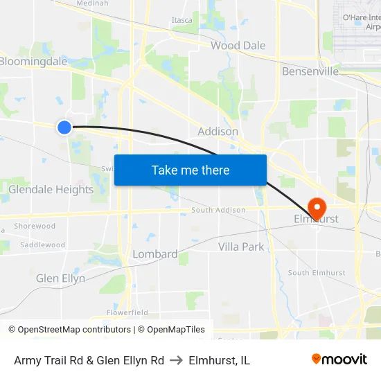 Army Trail Rd & Glen Ellyn Rd to Elmhurst, IL map