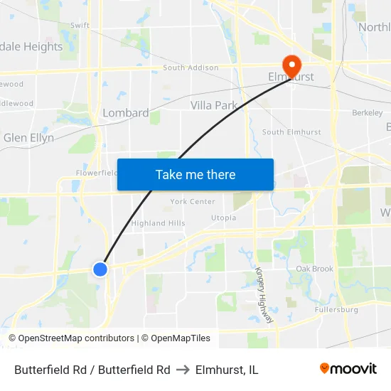 Butterfield Rd / Butterfield Rd to Elmhurst, IL map
