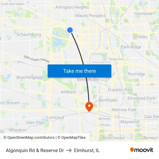 Algonquin Rd & Reserve Dr to Elmhurst, IL map