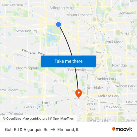Golf Rd & Algonquin Rd to Elmhurst, IL map