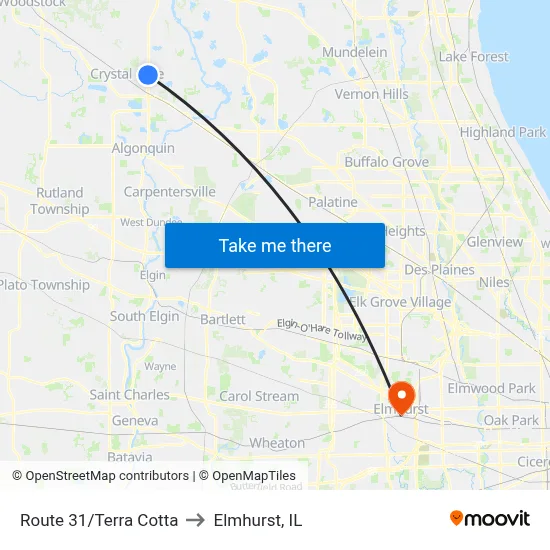 Route 31/Terra Cotta to Elmhurst, IL map