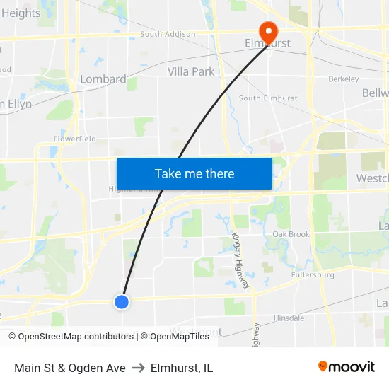 Main St & Ogden Ave to Elmhurst, IL map