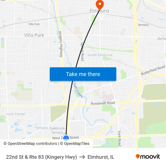 22nd St & Rte 83 (Kingery Hwy) to Elmhurst, IL map