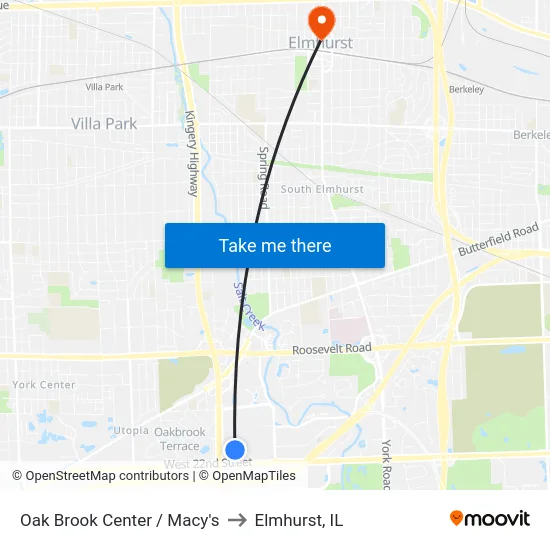 Oak Brook Center / Macy's to Elmhurst, IL map