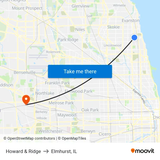 Howard & Ridge to Elmhurst, IL map