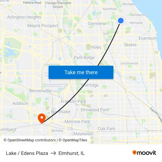 Lake / Edens Plaza to Elmhurst, IL map