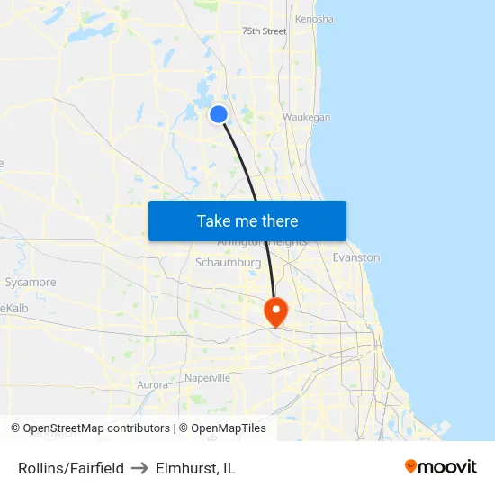 Rollins/Fairfield to Elmhurst, IL map