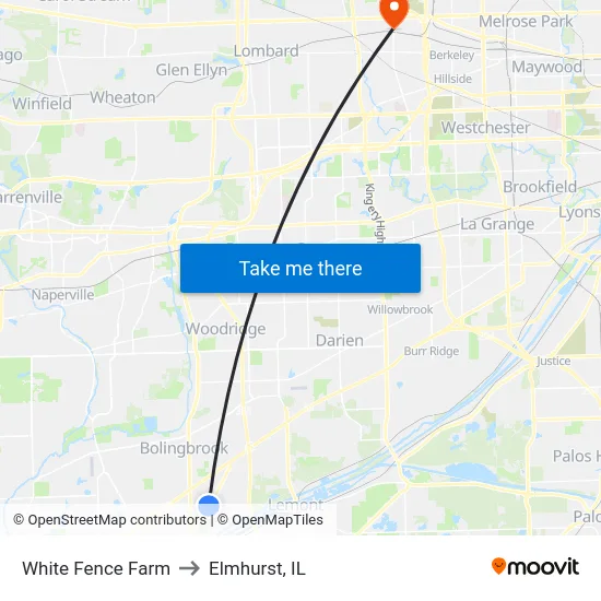 White Fence Farm to Elmhurst, IL map