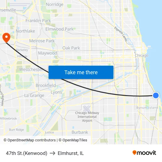 47th St.(Kenwood) to Elmhurst, IL map