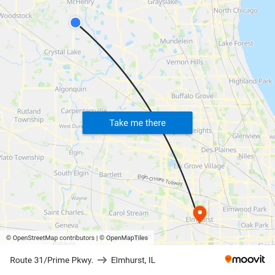 Route 31/Prime Pkwy. to Elmhurst, IL map
