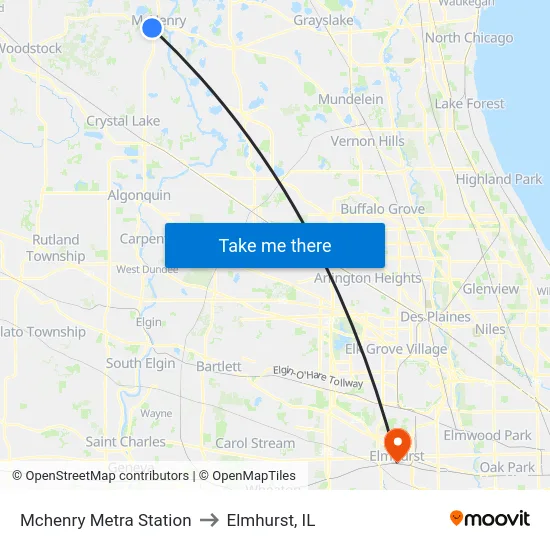 Mchenry Metra Station to Elmhurst, IL map