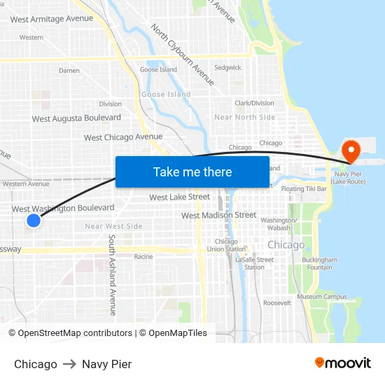 Chicago to Navy Pier map
