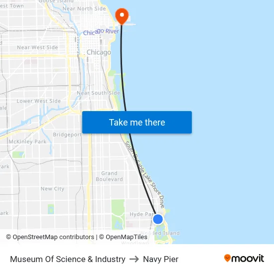 Museum Of Science & Industry to Navy Pier map
