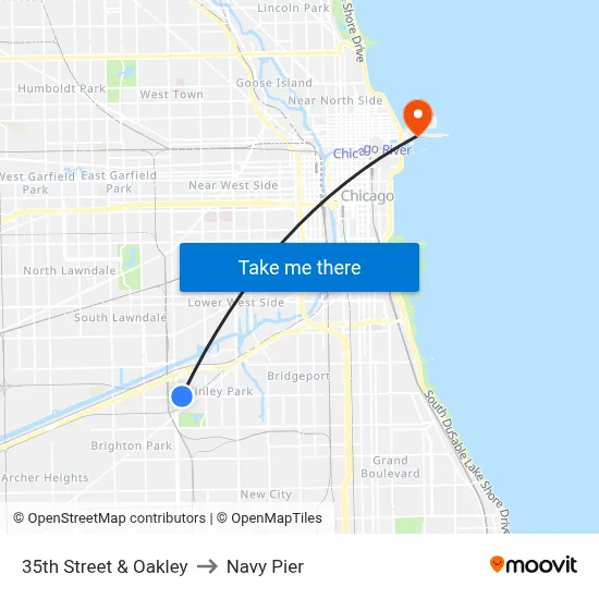 35th Street & Oakley to Navy Pier map