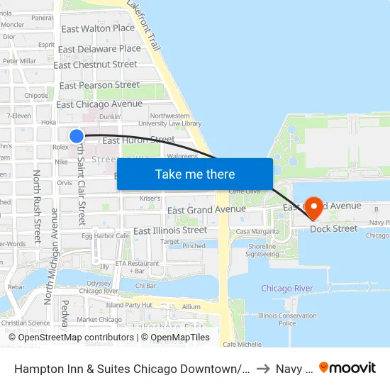 Hampton Inn & Suites Chicago Downtown/Magnificent Mile to Navy Pier map