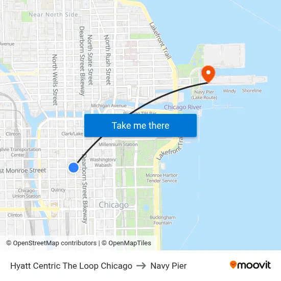 Hyatt Centric The Loop Chicago to Navy Pier map