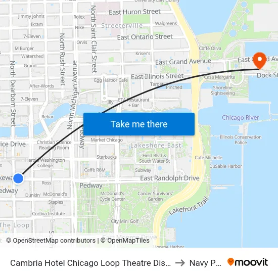 Cambria Hotel Chicago Loop Theatre District to Navy Pier map