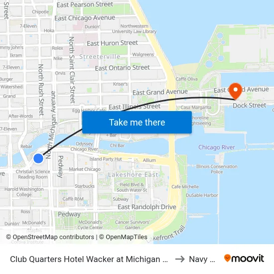 Club Quarters Hotel Wacker at Michigan Chicago to Navy Pier map