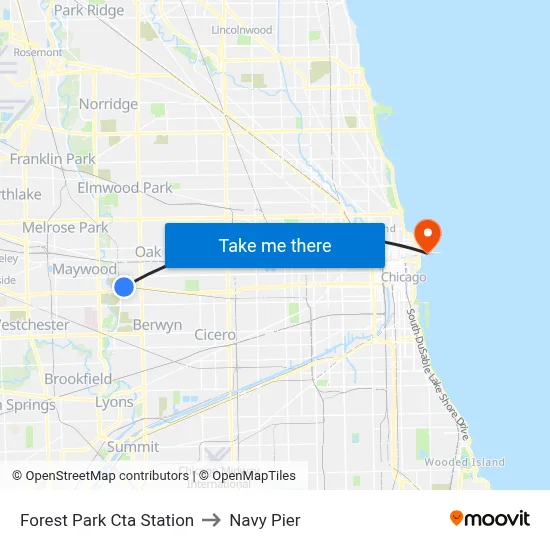 Forest Park Cta Station to Navy Pier map