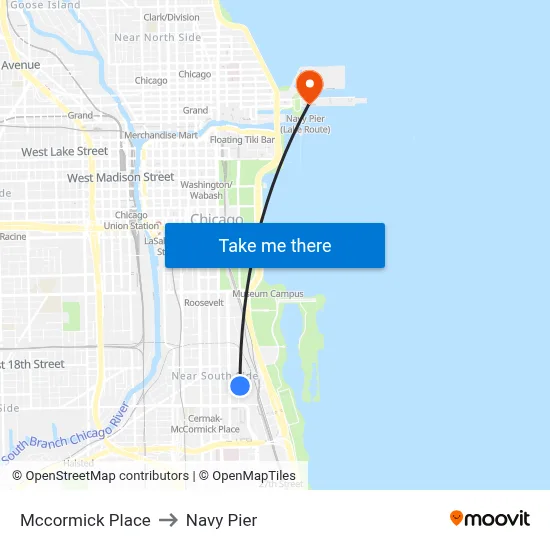 Mccormick Place to Navy Pier map