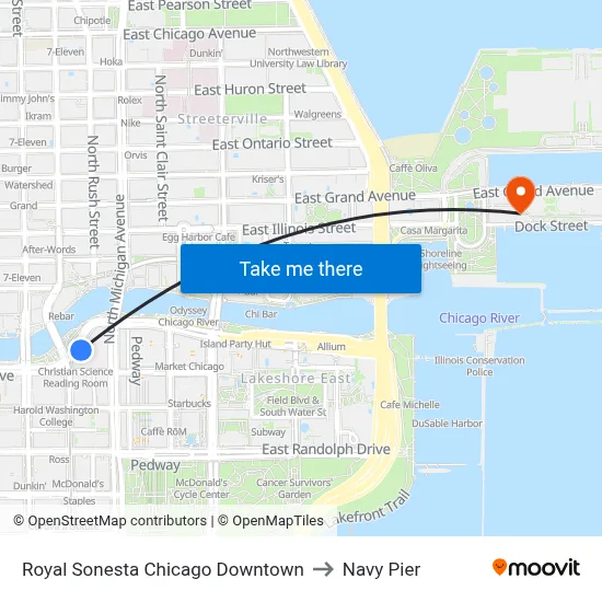 Royal Sonesta Chicago Downtown to Navy Pier map