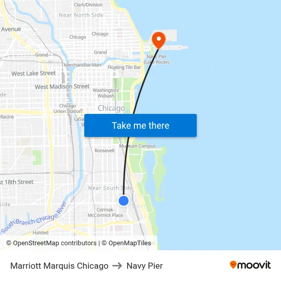 Marriott Marquis Chicago to Navy Pier map