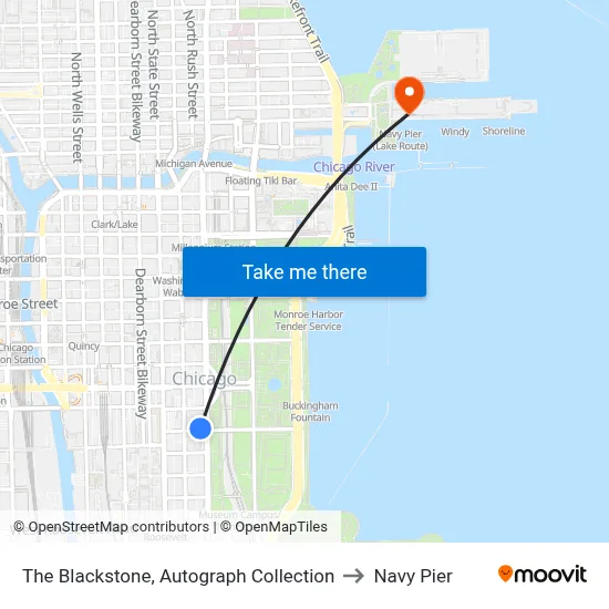 The Blackstone, Autograph Collection to Navy Pier map