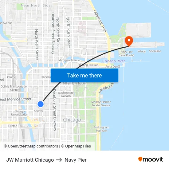 JW Marriott Chicago to Navy Pier map