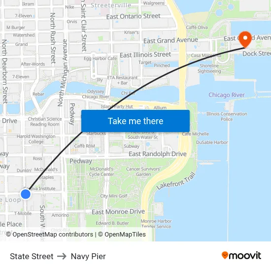 State Street to Navy Pier map