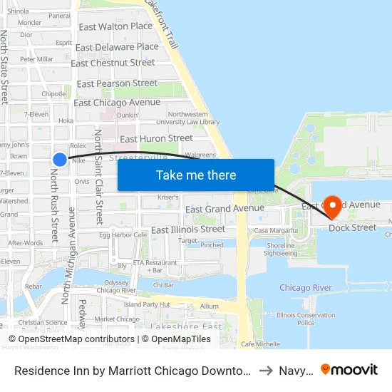 Residence Inn by Marriott Chicago Downtown Magnificent Mile to Navy Pier map