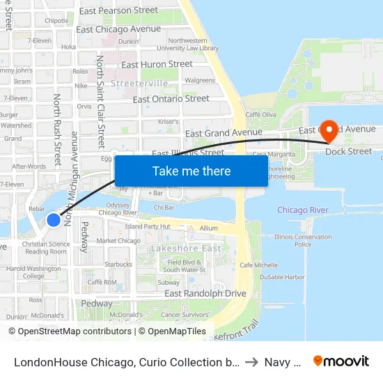 LondonHouse Chicago, Curio Collection by Hilton to Navy Pier map