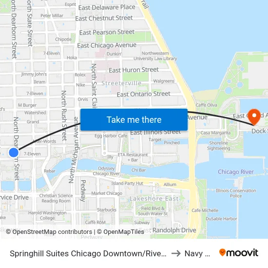 Springhill Suites Chicago Downtown/River North to Navy Pier map