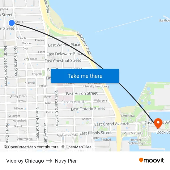 Viceroy Chicago to Navy Pier map