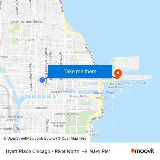 Hyatt Place Chicago / River North to Navy Pier map