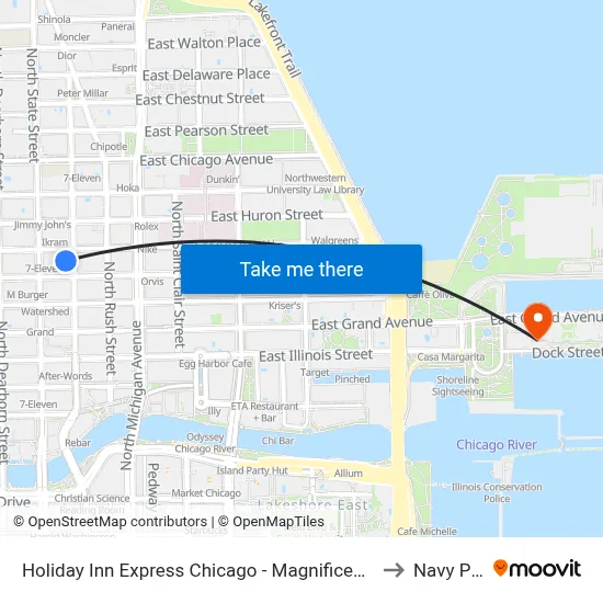 Holiday Inn Express Chicago - Magnificent Mile to Navy Pier map