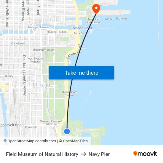 Field Museum of Natural History to Navy Pier map
