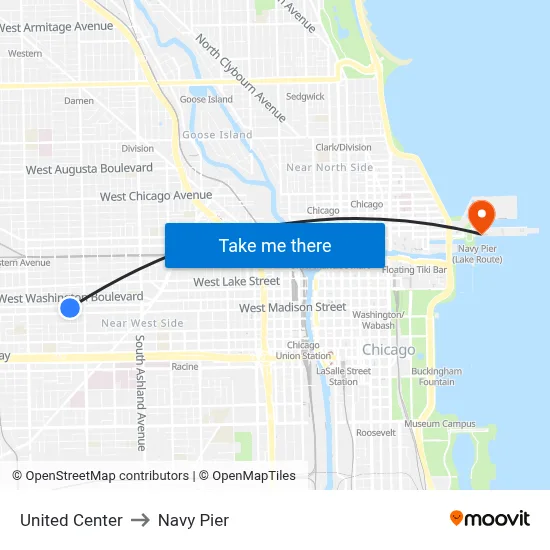 United Center to Navy Pier map