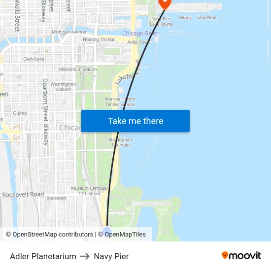 Adler Planetarium to Navy Pier map