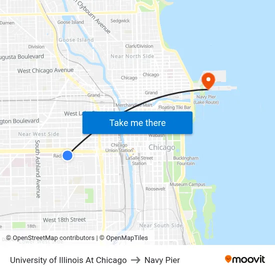 University of Illinois At Chicago to Navy Pier map