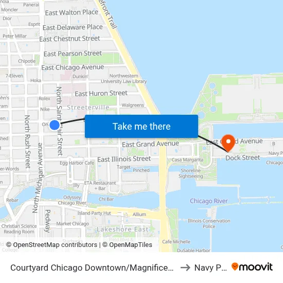 Courtyard Chicago Downtown/Magnificent Mile to Navy Pier map