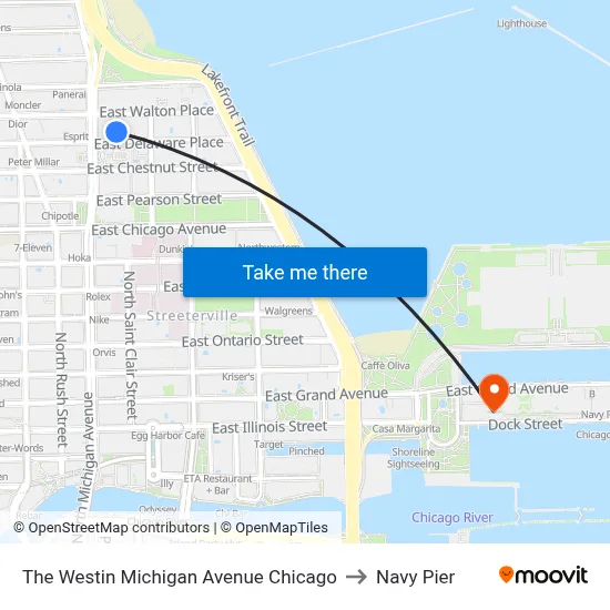 The Westin Michigan Avenue Chicago to Navy Pier map